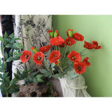 Red Poppy Flowers Artificial 5Pcs 20Heads Fake Poppies Realistic Faux Silk Flowers With Stems For Vase Centerpiece Wedding Party Garden Home Decoration (Red)