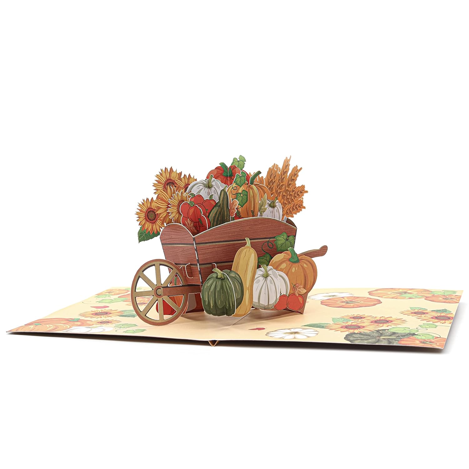 Pumpkin Harvest 3D Pop Up Thanksgiving Card, Autumn, Halloween, Sunflower, Fall For Family, Parents, Grandma, Women, Mom