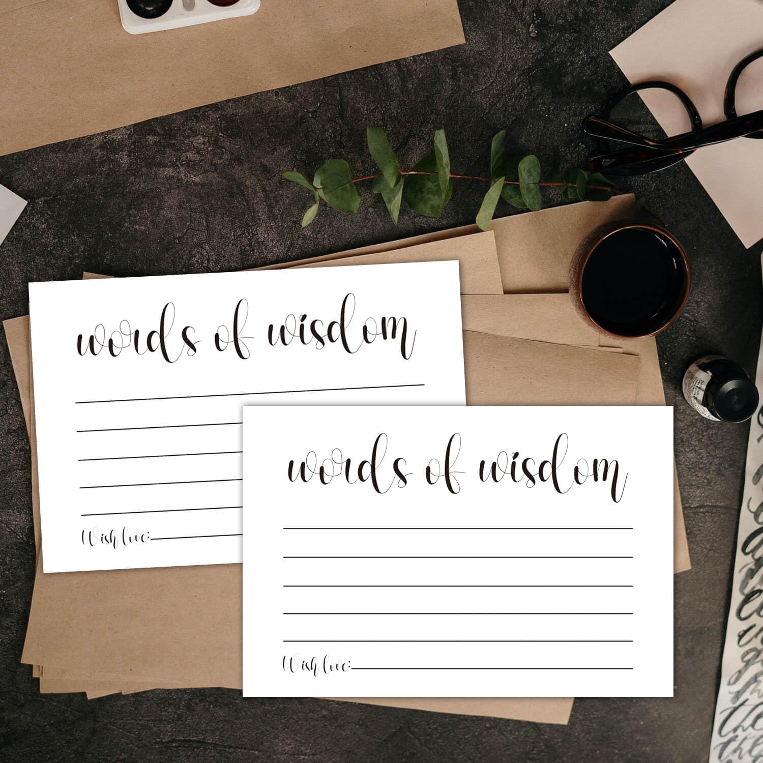 50 Words Of Wisdom Advice Cards, Blank Advice Cards, Guest Book Alternative For Graduation, Bridal Or Baby Shower Party Games, Boy Or Girl Baby Predictions.4" X 6"