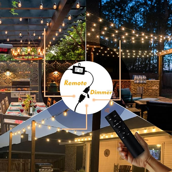 120W Remote Dimmer Timer Plug In Controller for Outdoor String Lights Patio Lights and LED Lamp