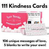 Love Bombs Kindness Cards – 111 Appreciation & Gratitude Cards, Love Notes For Him & Her, Just Because Gifts, Perfect For Valentine'S Day (Red Hearts)