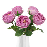 5Pcs Purple Roses Artificial Flowers Real Touch Latex Artificial Roses Fake Peony Stems For Wedding Bouquet Party Home Decor (Purple)