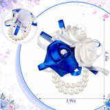 18 Pcs Wrist Corsages For Prom Wedding Artificial Rose Wristlet Corsage Hand Flower For Mother Of Bride And Groom, Bridal, Bridesmaid Wedding Supplies (Royal Blue)