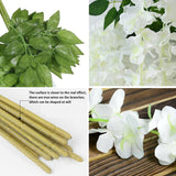 Fake Hanging Flowers - 24 Pieces 3.75 Feet/Piece Artificial Wisteria Vine Ratta Hanging Garland Silk Flowers For Home Party Wedding Decor (White-24Pcs)