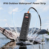 Weatherproof Surge Protector Power Strip 4 Outlets 6FT Extension Cord IPX6 13A 1625W Wall Mount