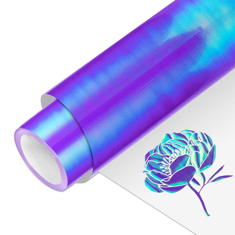 Holographic Heat Transfer Vinyl 12"X 40"(2 By 12"X 20"/Sheet) Purple Blue Hyac