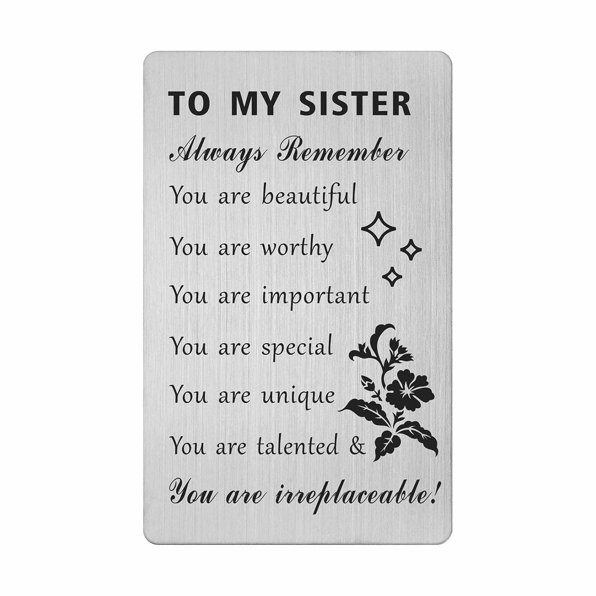 Sister Wallet Card - Mothers Day Cards For Sister - Compliment Gifts For Sister - Sister Birthday Ideas