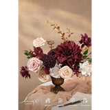 Artificial Flowers 9Pcs Silk Dahlia 5.5"/4.5" Fake Flowers For Diy Wedding Craft Bouquets Centerpieces Arrangements Party Baby Shower Home Decorations (Burgundy)