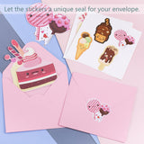 Valentines Day Cards For Kids 96 Pack With 32 Kids Dessert Valentine Cards, 32 Pink Gift Envelopes, 32 Dessert Stickers Kids Valentines Day Greeting Cards School Classroom Exchange Gifts