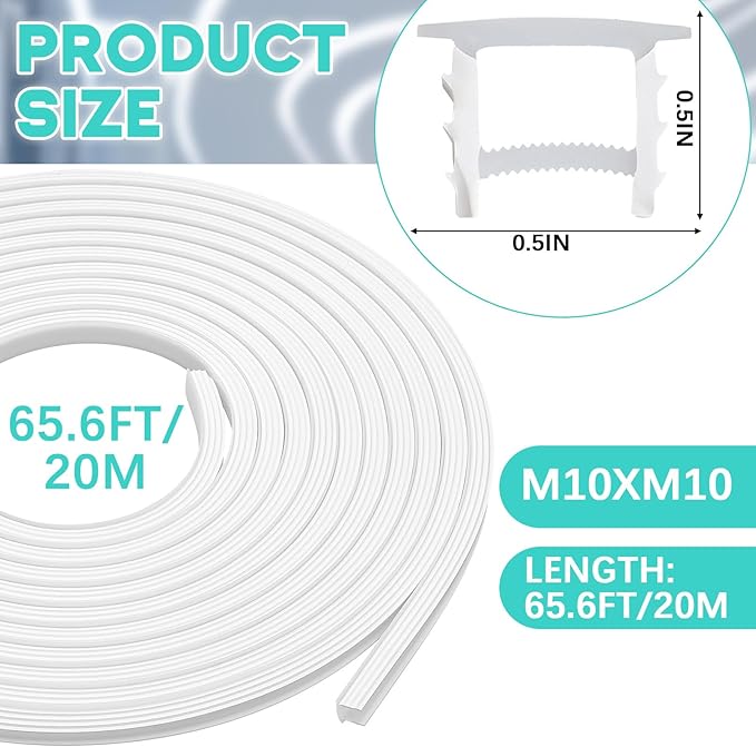 65.6FT Flexible Silicone LED Channel White 10x10mm Waterproof Neon Rope Tube for 6mm Strip Lights