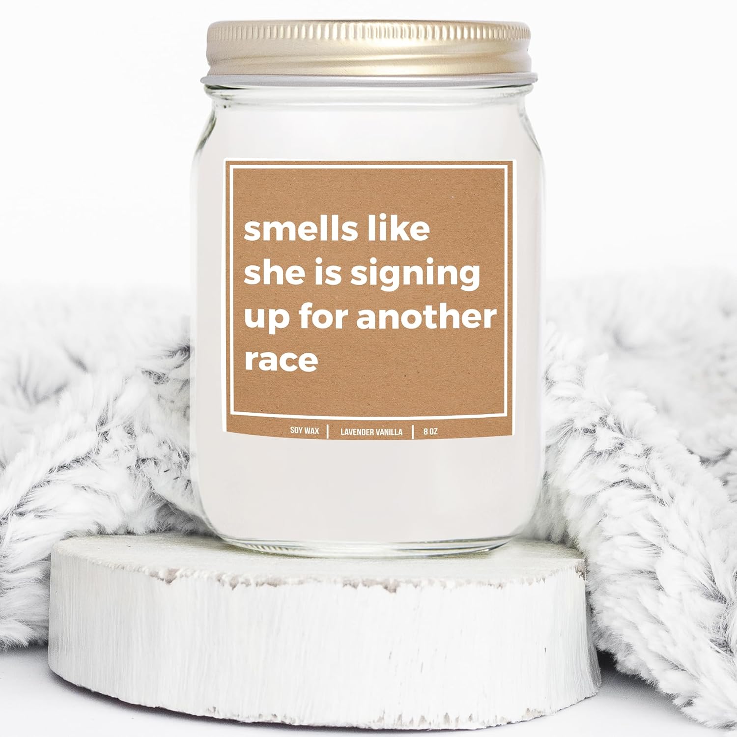 You Nique Designs Smells Like Another Race Candle, Gifts For Runners - 8Oz Candles For Running Lovers - Track And Field, Marathon Runner Gifts Women, Men - Running Present (Lavender & Vanilla)