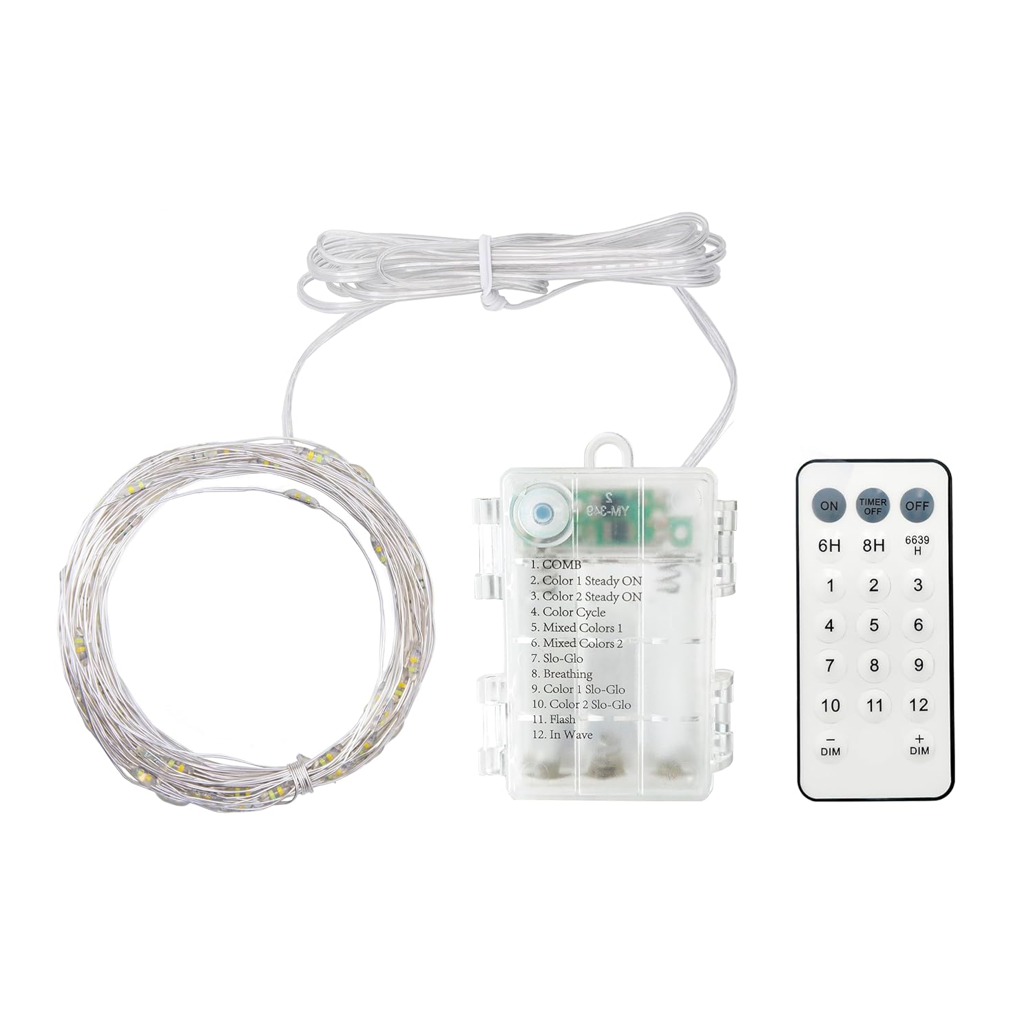 Battery Powered Silver Copper Wire Led String Lights - Remote Control, Color Changing Warm White/Multicolor, For Bedroom