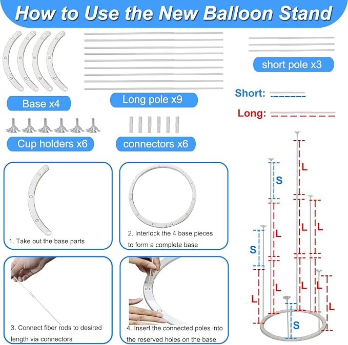 9 Feet Tall and 10 Feet Wide Adjustable Balloon Arch Stand Set with Included Air Pump