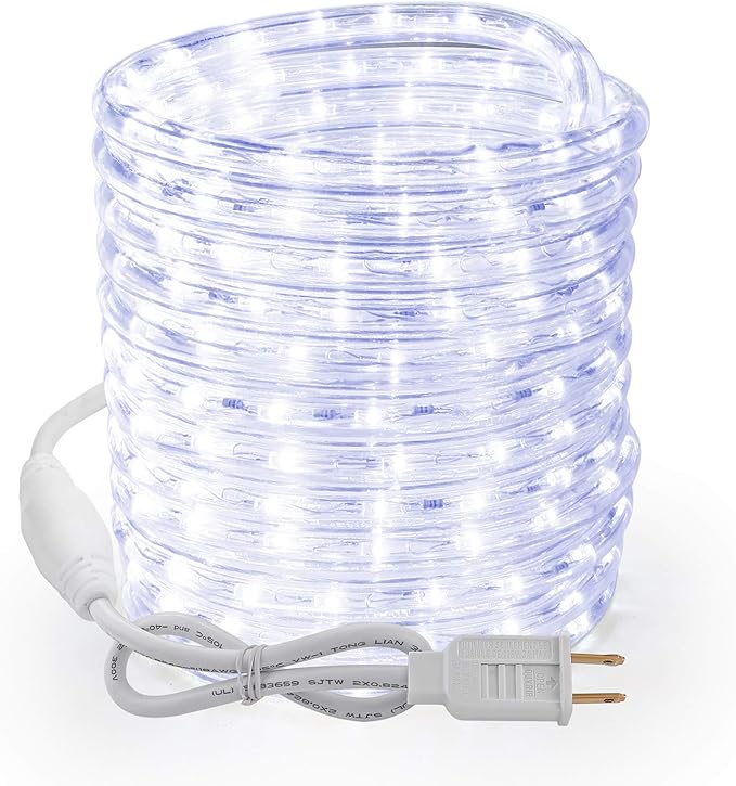 18FT Daylight White LED Rope Lights 216 LED Plug In Connectable Flexible Tube Lights Indoor Outdoor