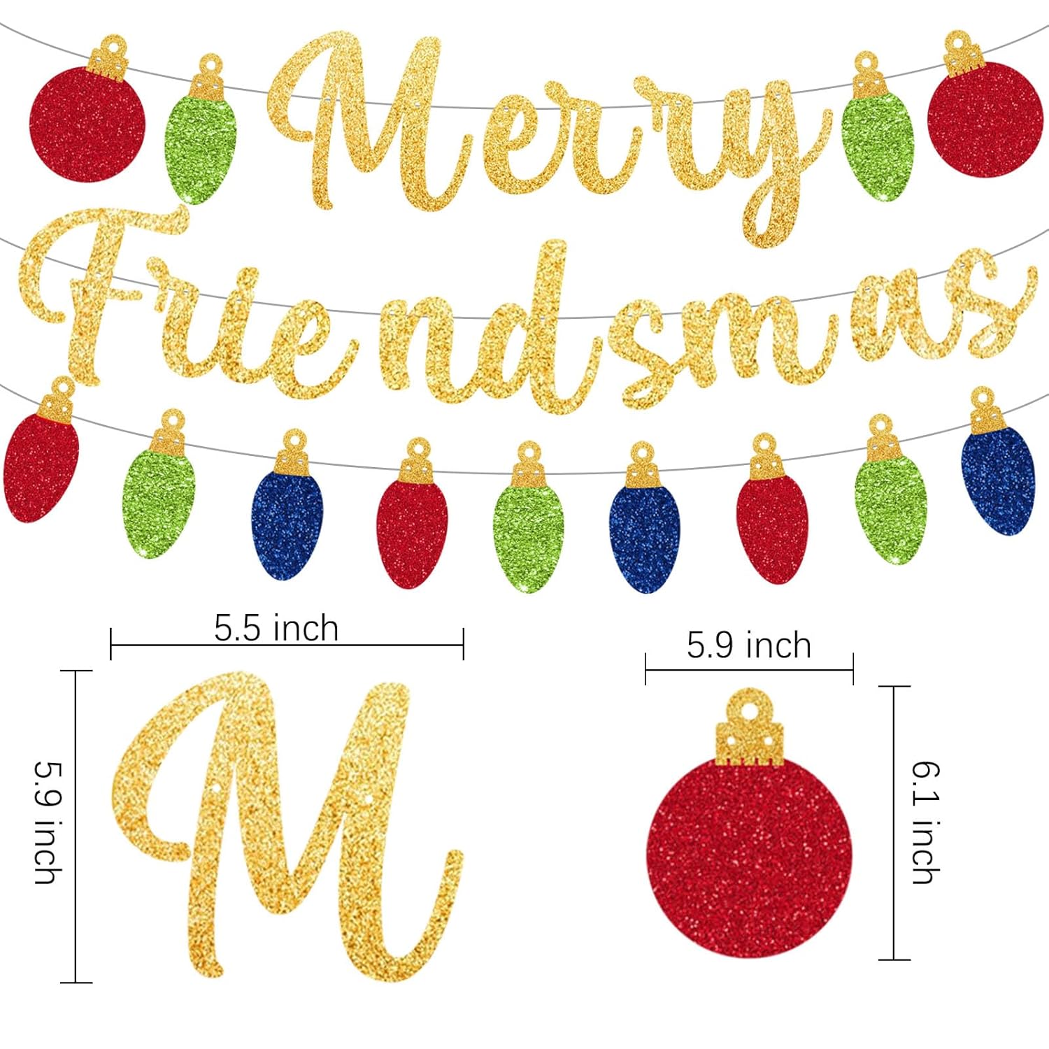 Merry Friendsmas Party Decorations Include Gold Glitter Merry Friendsmas Banner, Christmas Balloons For Friends Themed Xmas Holidays Party Supplies Decors