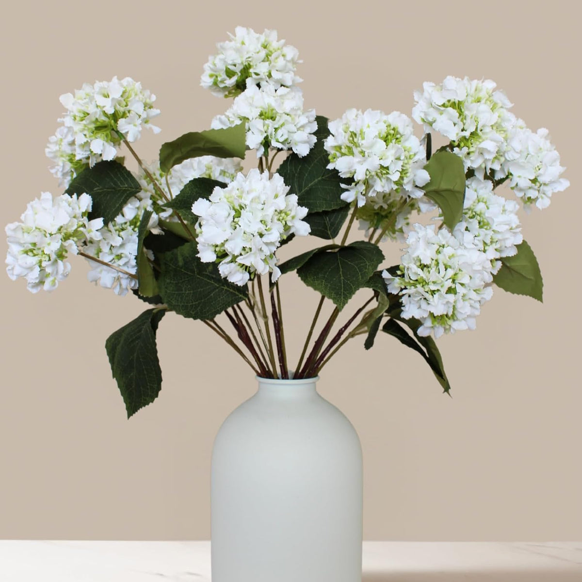 Real Touch Hydrangea Flowers 5 Stems (15 Heads) Artificial, Small Faux Hydrangea Flowers With Stems For Table Decor, Mini Silk Floral Arrangements Bouquet, Hortensias Artificiales, Snowball Viburnum