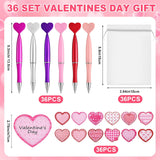 108 Valentine Heart Ballpoint Pen Bulk With Heart Sticky Notes Organza Gift Bag Red Pink Love Retractable Pens For School Classroom Prize Exchange Gift Stationery Office Supplies