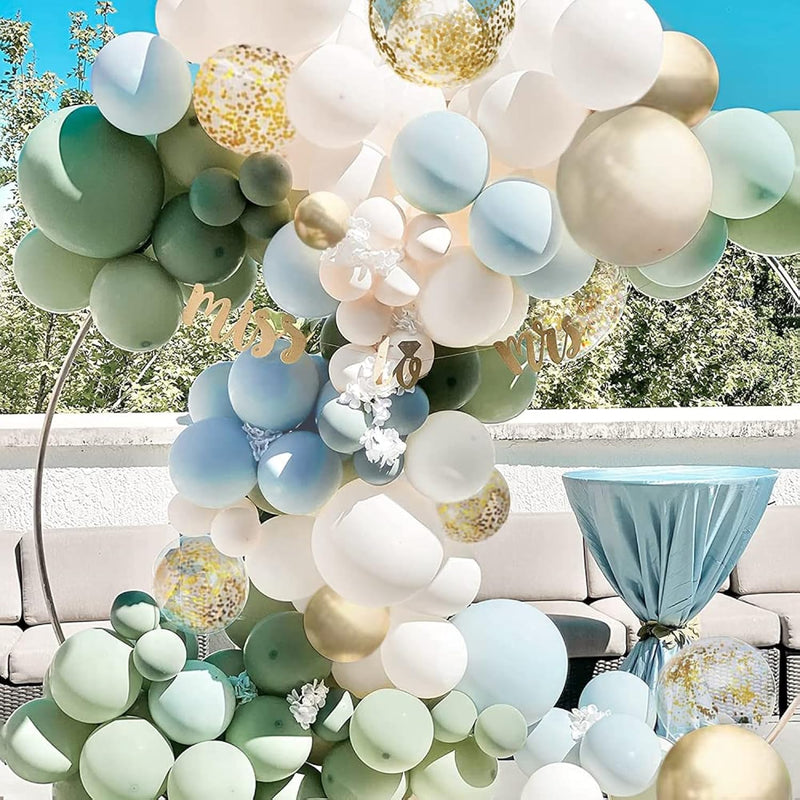 Sage Green And Blue Balloon Garland Kit With Arch Kit, 18 10 5 Inch Ba