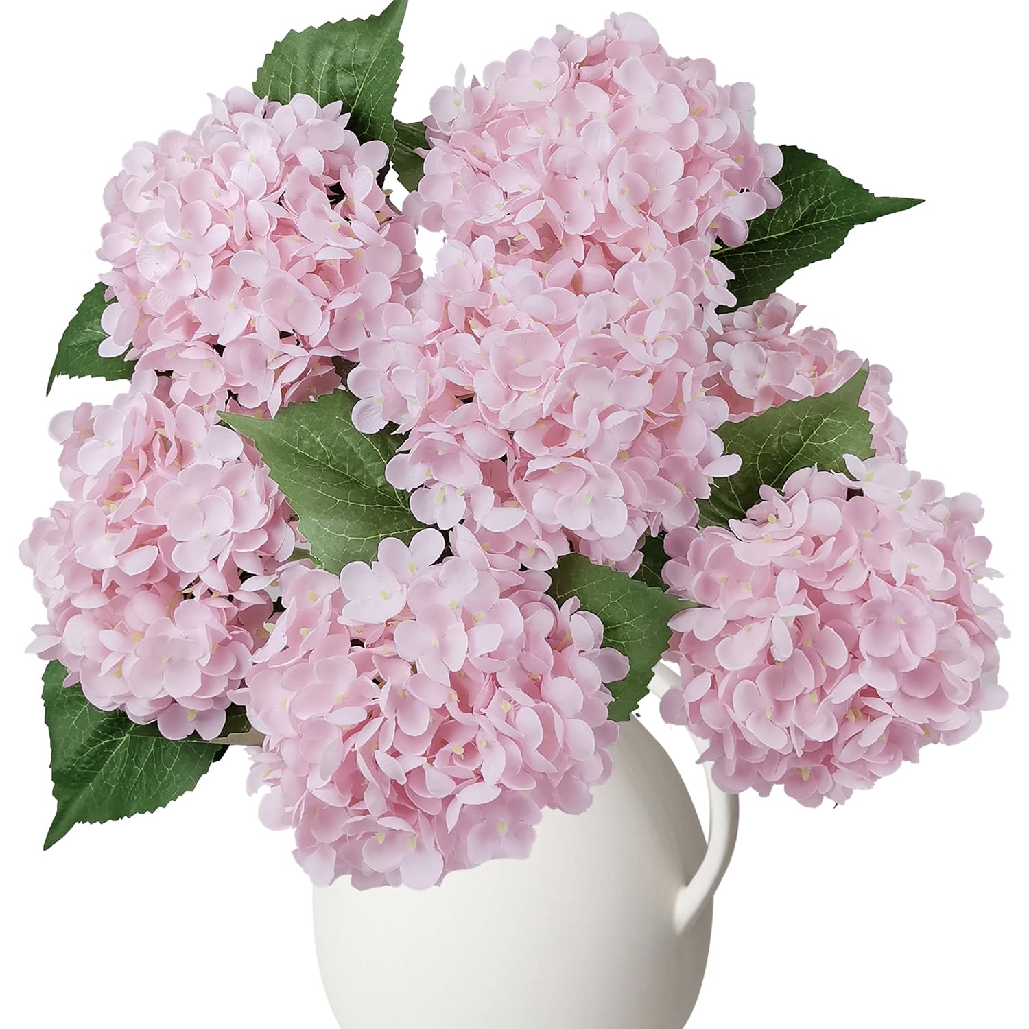 6Pcs Premium Pink Hydrangea Artificial Silk Flowers, Lifelike Fake Hydrangea Head With Stems, Faux Floral Arrangements For Wedding Bouquets, Home Table Centerpieces, Party Decoration