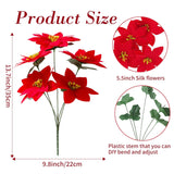 6 Pack Poinsettias Artificial Christmas Flowers Red 5 Heads Velvet Poinsettia Floral Bouquet Winter Holiday Indoor Outdoor Xmas Tree Ornament Porch Home Garden Decoration