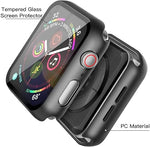 2-Pack Black Hard PC Case & Tempered Glass for Apple Watch 44mm Series 6/5/4/SE