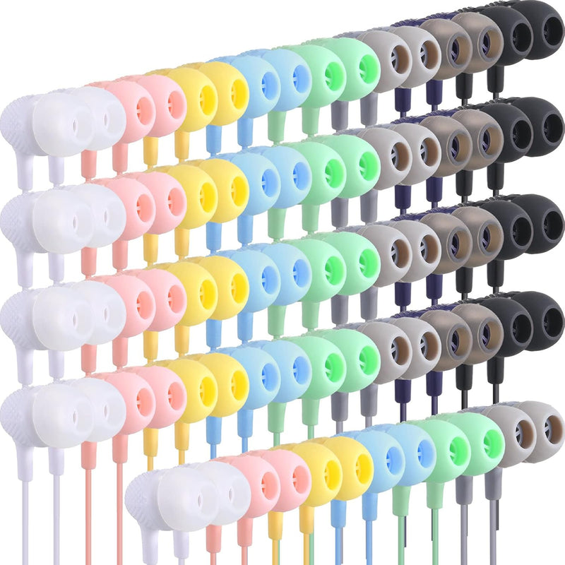 250 Pack Earbuds Bulk Multi Color Kids Earbuds Headphones Classroom Earphones