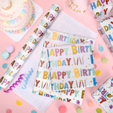 Birthday Wrapping Paper Roll 17 Inch X 33 Feet Colorful Foil Happy Birthday Lettering Candles Gift Wrapping Paper For Baby Shower Holiday Party