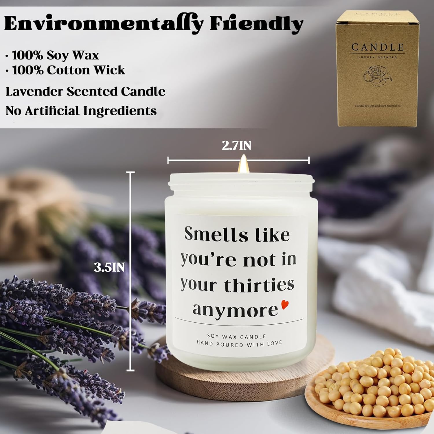 Unique 40Th Birthday Gifts, Handmade Lavender Scented Candle With A Touch Of Humor Perfect For Women Men Moms Dads Friends And Spouses 7Oz