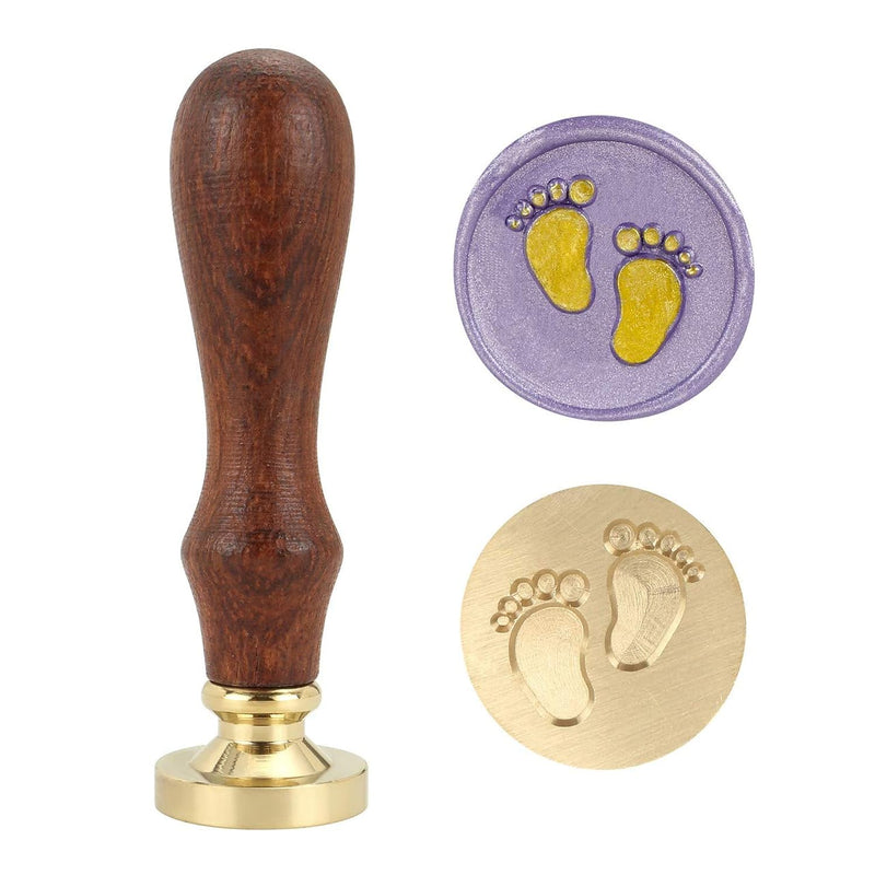 Baby Series Wax Seal Stamp, Baby Footprints Brass Head Wooden Handle Sealing S