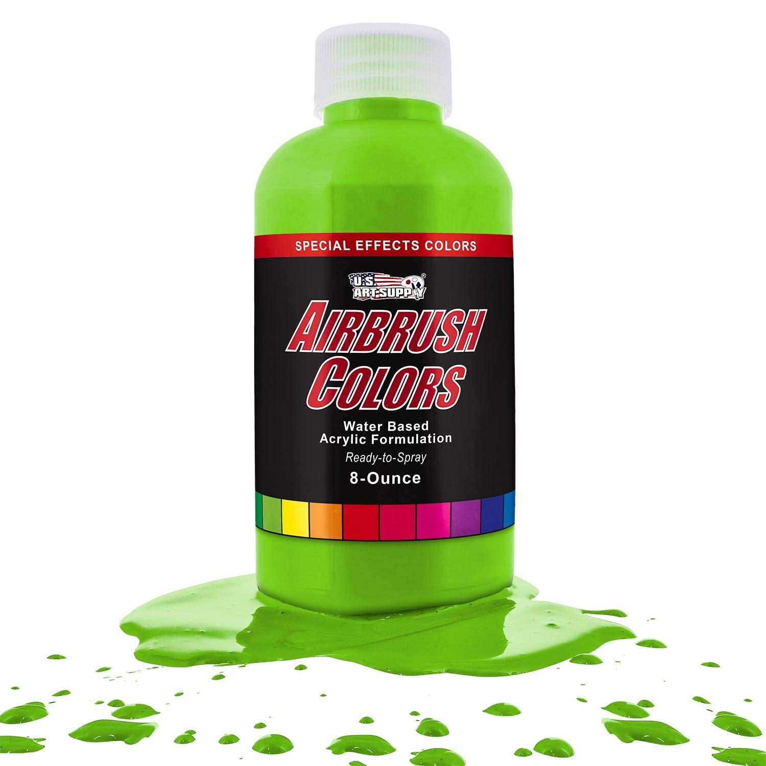 Neon Green Acrylic Special Effects Airbrush Paint - 8Oz Ready To Spray Air Brush Paint For Nails, Models, Fabric - Water-Based Air Brush Painting