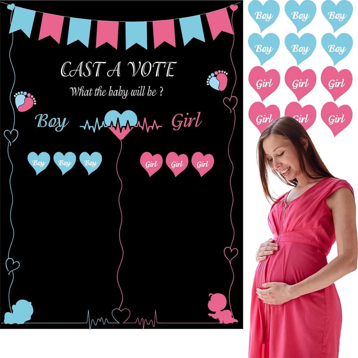 Baby Gender Reveal Party Decorations Baby Gender Reveal Game 72Pcs Stickers Voting Boy Or Girl Gender Reveal Party Supplies