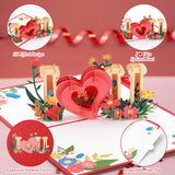Pop Up Valentines Day Cards, Romantic 3D Love Anniversary Cards, Pop Up Wedding Birthday Gift Card For Her Him Women Wife Husband Couple