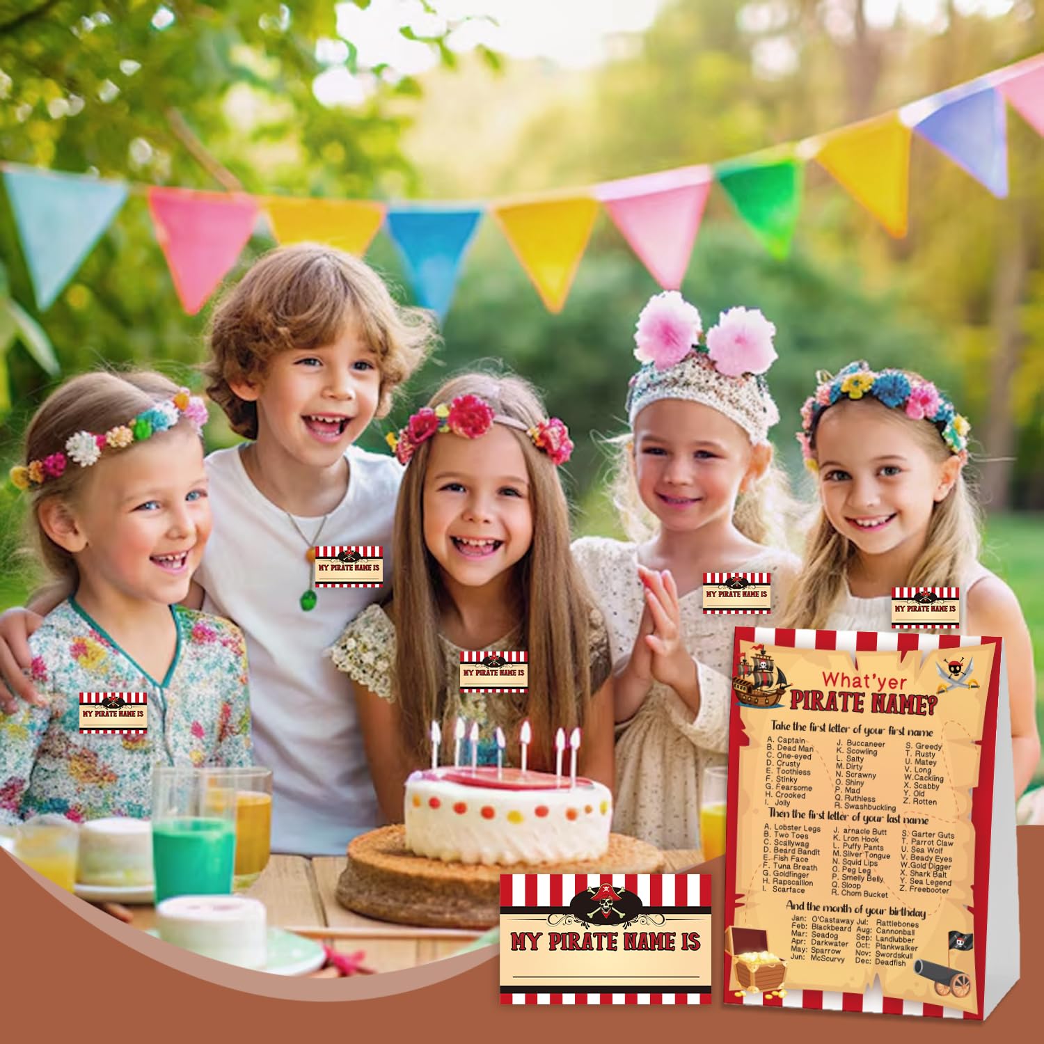 What'S Your Pirate Name For Baby Shower Game, Birthday Party Decoration, Pack 1 Sign And 30 Name Stickers, Baby Shower Games, Gender Neutral Party Supplies(Mzg14)