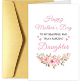 Daughter Mother'S Day Card, Mother'S Day Card For Daughter Stepdaughter, Sweet Mothers Day Card From Mom Dad, To My Beautiful And Truly Amazing Daughter