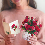 Pop Up Cards, Mini Blooming Roses, 6 Inch Mini Sized Forever Flower Bouquet 3D Popup Greeting Cards, Valentine'S Day, Anniversary Card, Blank Notecard & Envelope