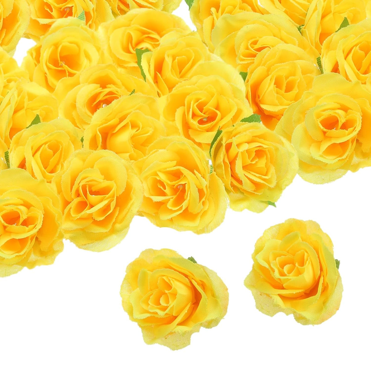 uxcell 100pcs Artificial Rose Flower Heads,1.2" Silk Fake Rose Heads Mini Rose Artificial Flowers Bulk for DIY Wedding Bouquets Centerpieces Party Home Decorations, Yellow