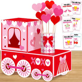 50 Pcs Large Valentine'S Day Card Box For Exchange Valentine'S Day Train Mailbox For Classroom Exchange Valentine Card For Train Heart Party Favors