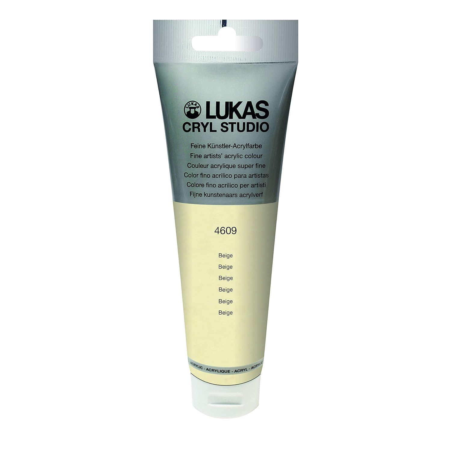 Lukas CRYL Studio Artist Acrylic Paint, Beige, 125 ml Tube - High Pigment Acrylic Paints for Canvas Painting, Large Scale Works - Medium-Viscosity, Water-Mixable, Fast Drying