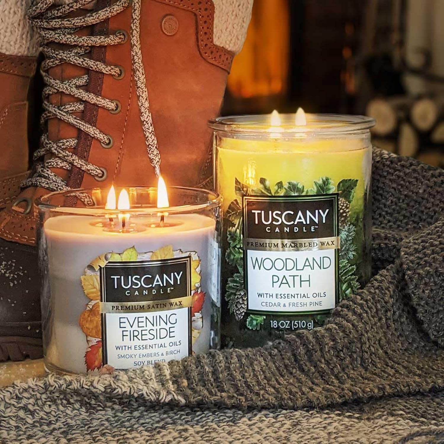Tuscany Candle Evening Fireside Long-Lasting Scented Jar Candle, 14 oz