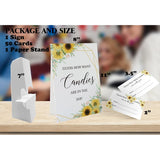 Candy Guessing Game Cards-1 Sign 8X11 And 50 Cards, Sunflower How Many Game Sign, For Boys Girls Birthday Party, Baby Shower, Party Games Activities And Decorations 09
