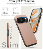 Pixel 9/9 Pro Case, 2X Screen Protectors, Shockproof, Double Layer, Rose Gold