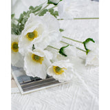 Elegant White Poppies, 5-Stem Artificial Flowers In Vase - Realistic Faux Decor For Home & Wedding, Thoughtful Gift For Holiday & Memorial Day