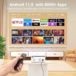 Mini Projector - Android TV 11, 1080P, WiFi, Bluetooth, Built-in Netflix