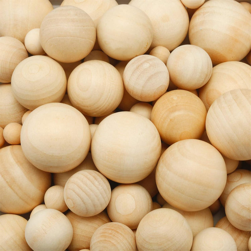 122 Pieces Round Wood Balls Unfinished Wooden Balls Natural Craft Balls For Di