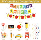 Back To School Decorations First Day Of School Bannner Apple Pencil Garland And Hanging Swirls Welcome Back To School Decor Supplies For School Party Favors