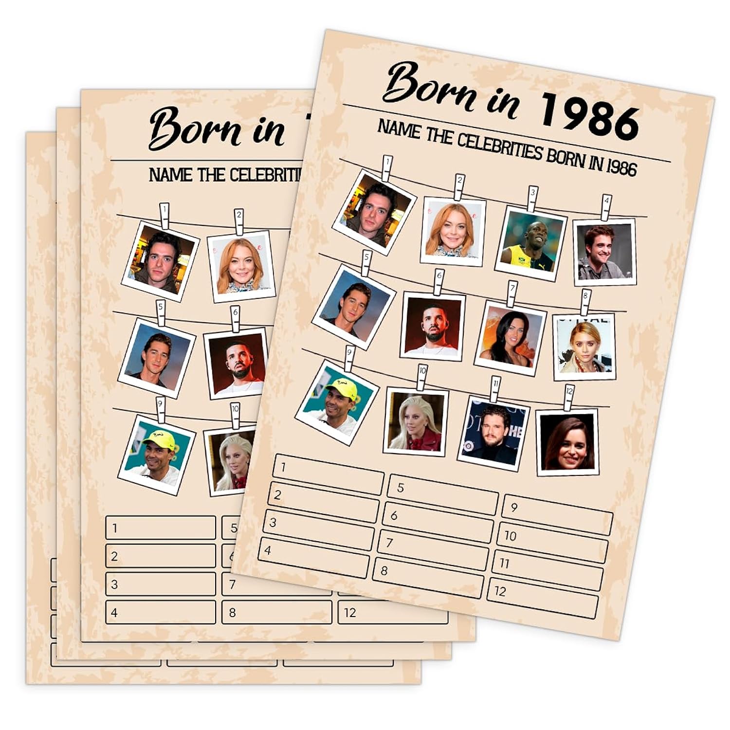 40Th Birthday Party Games, Born In 1986 Games, Birthday Party Supplies For Adults, Pack Of 30 Cards