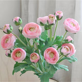 5Pcs Artificial Ranunculus Flowers With Silk Flower Real Touch Stem Spray For Home Garden Office Decoration Wedding Diy Arrangements (Light Pink)