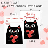 Set Of 30 Valentine'S Card, Cat Themed Valentine For Friends, Gift For Colleagues Boss Employees, Greeting Cards For Work Friends, Assorted Coworker Notecards, Valentine Cards With Printed Message, 3