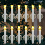 12Pcs Christmas Led Window Candles With 6H Timer, 2X Brighter Flameless Taper Candle With Suction Cups Battery Operated For Window, Flickering Candlesticks For Christmas Home Wedding Decor