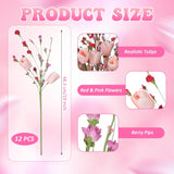 Valentines Day Decorations 12 Pack 19'' Artificial Tulip Picks With Red And Pink Flowers For Valentines Centerpieces Decor Wedding Anniversary Party Gifts